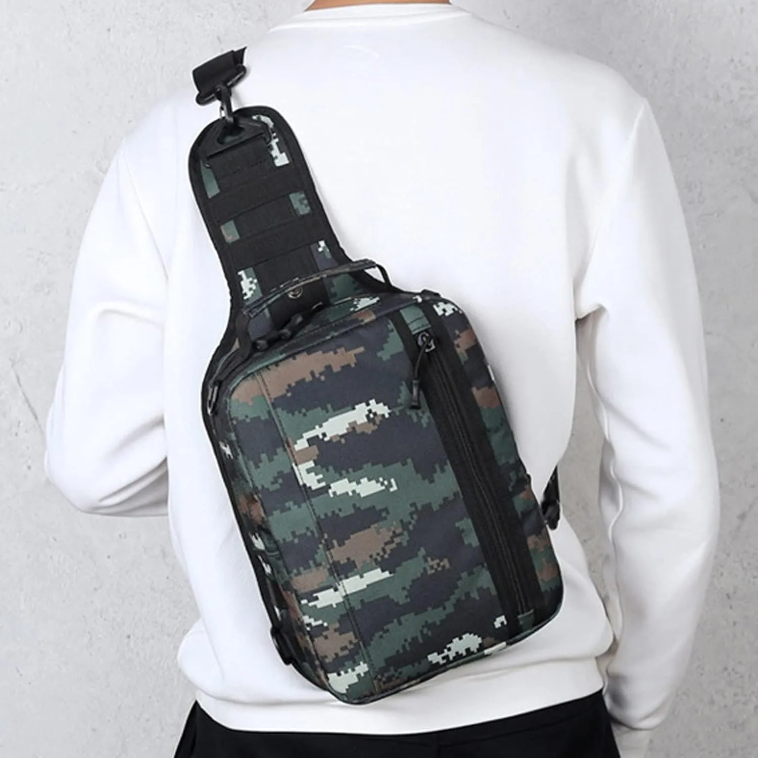 WOBBLO Hiking Daypacks Camouflage Outdoor Bag, One-Shoulder Diagonal Bag, Waterproof Tactical Chest Bag, Multifunctional Four-Purpose Backpack(Black)