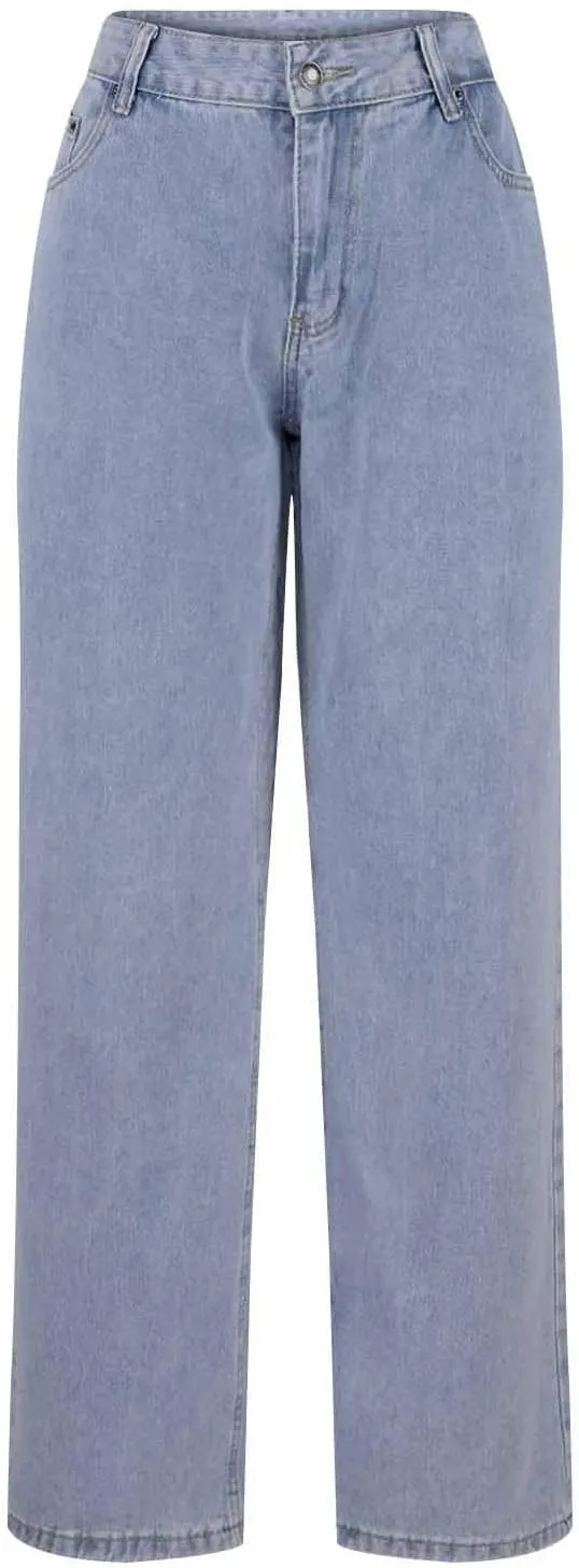 Women Classic Contrast Wash Bootcut Denim Pants, Low Rise Baggy Wide Leg Casual Jeans Fashion Comfy Denim Trousers