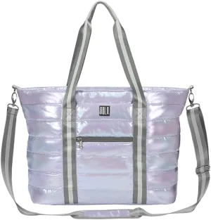 Women Tote Bag, Quilted Puffer Work Shoulder Bag with Laptop Compartment Trolley Sleeve, Large Puffy Travel Handbag