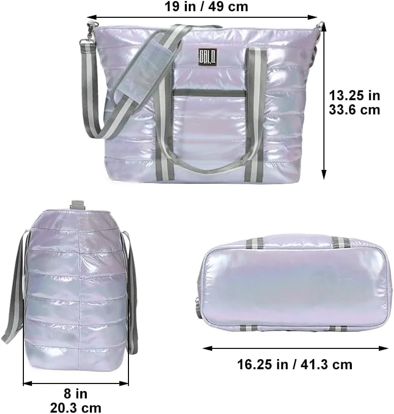 Women Tote Bag, Quilted Puffer Work Shoulder Bag with Laptop Compartment Trolley Sleeve, Large Puffy Travel Handbag