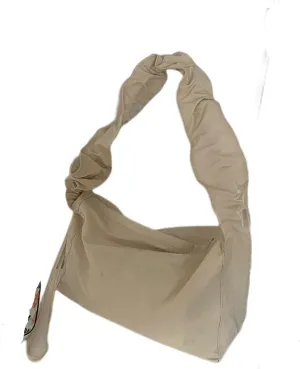 Women's Canvas Shoulder Bag Single Shoulder Ruched Drawstring Canvas Tote Fresh Literary Style Crossbody Handbag (White)