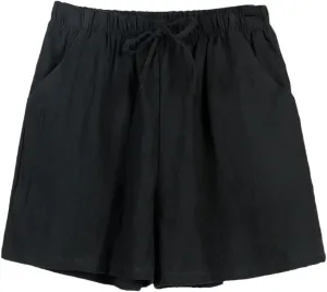 Women's High Waist Casual Linen Shorts Loose Elastic Waist Lace-Up Sports Shorts