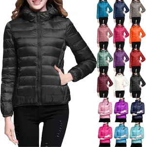Womens Puffer Jackets Lightweight Packable Down Jacket Zip Up Quilted Fall Winter Coats Warm Outerwear with Pockets