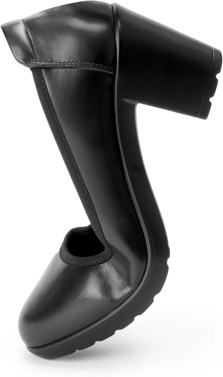 Women's Pumps with Arch Support, Chunky Closed Round Toe Block Heels for Women, Comfortable Low Heel Work Dress Shoes