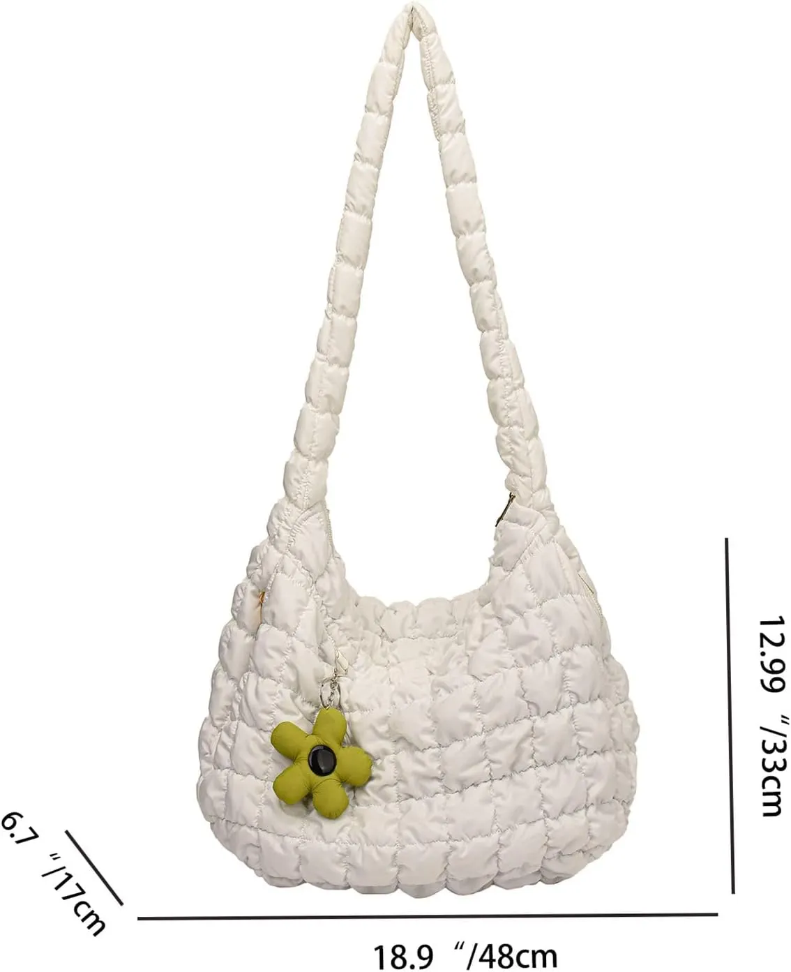 Women's Quilted Handbag Nylon Puffer Shoulder Bag Soft Puffy Tote Bag Lightweight Padding Underarm Hobo Bag