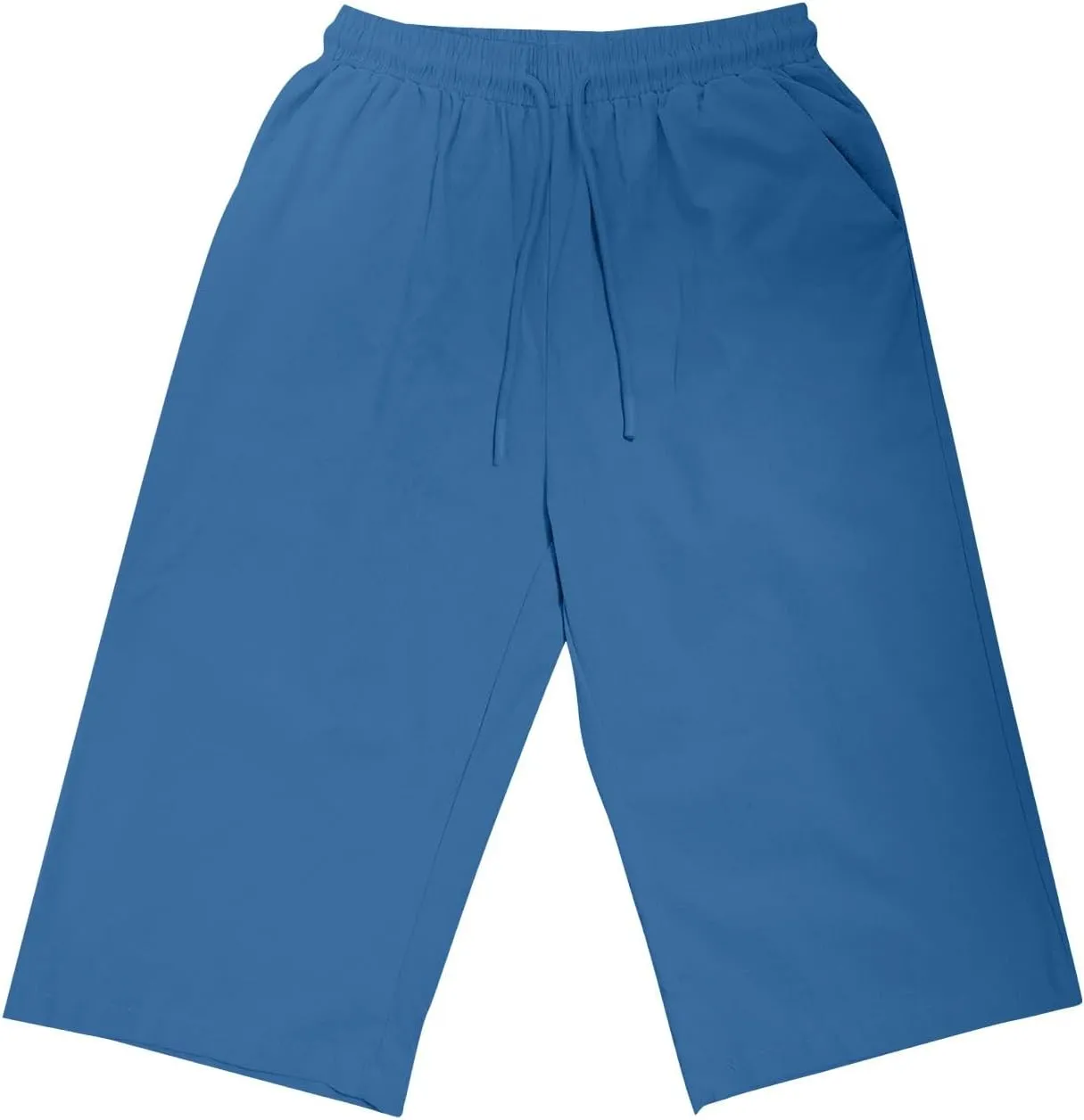 Womens Shorts 2025 Summer Linen Wide Leg Pants Drawstring High Waist Bermuda Pants with Pockets Casual Beach Shorts
