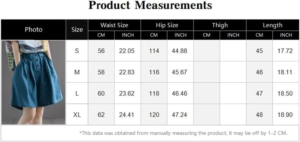 Women's Single Breasted Buttons Cotton Casual Elastic High Waist Loose Shorts