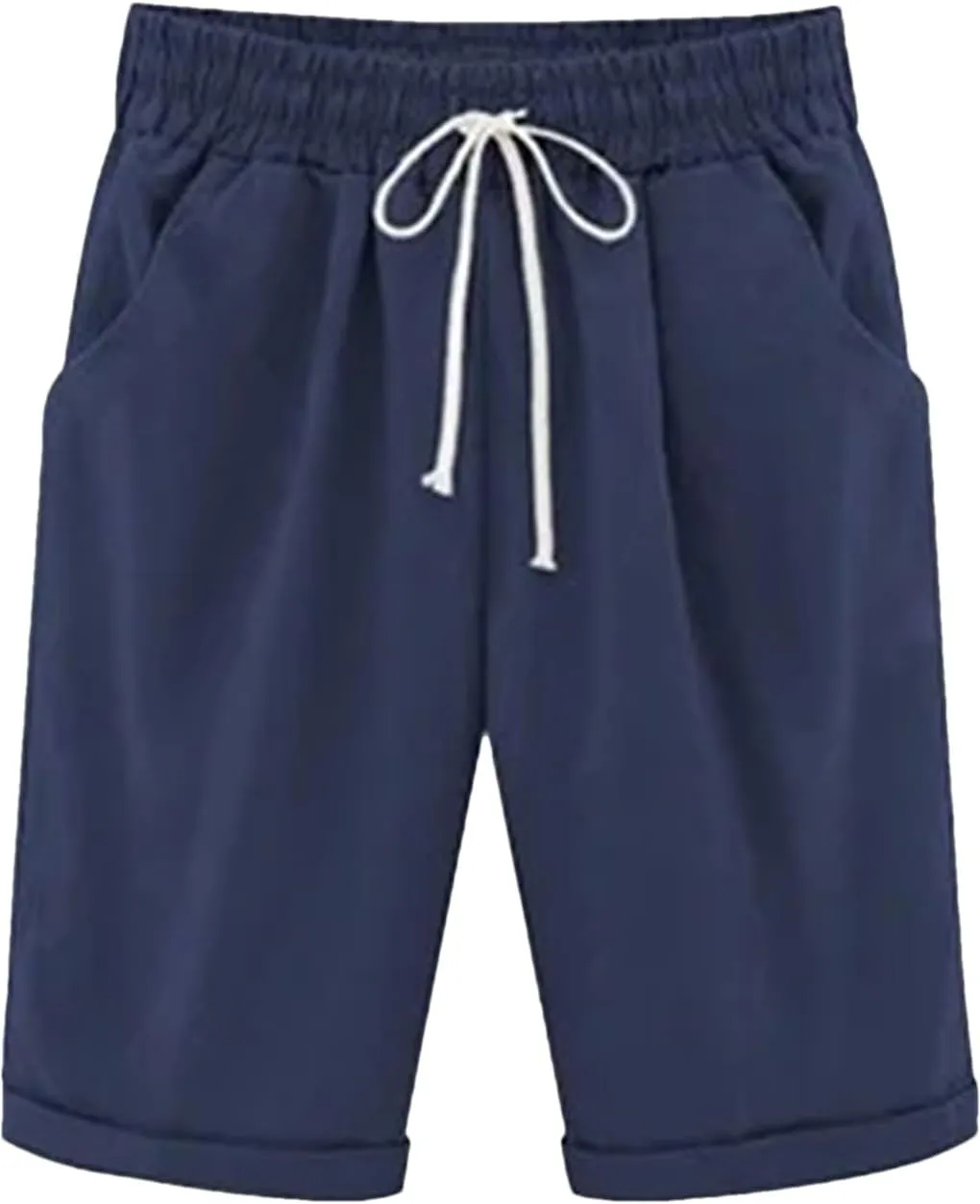 Women's Solid Color High Waist Shorts Women Drawstring Casual Loose Beach Shorts
