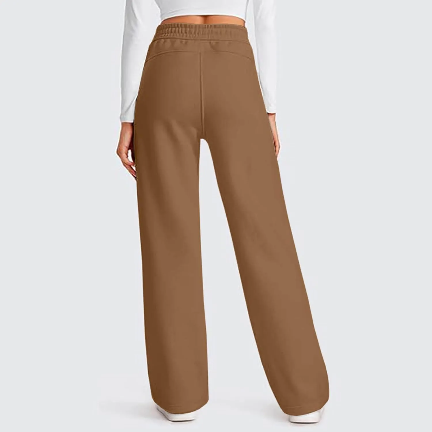 Womens Sweatpants Wide Leg Solid Color Casual Athletic Drawstring Baggy Jogger Straight Leg Trendy Pants with Pocket