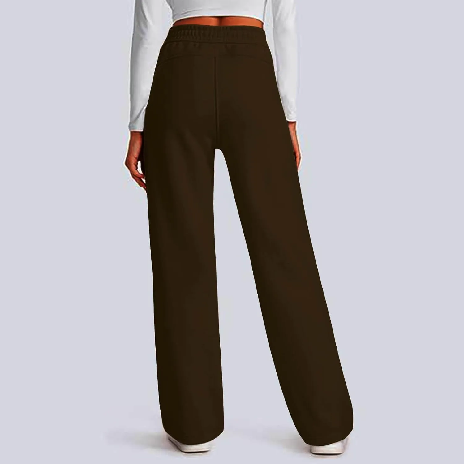 Womens Sweatpants Wide Leg Solid Color Casual Athletic Drawstring Baggy Jogger Straight Leg Trendy Pants with Pocket