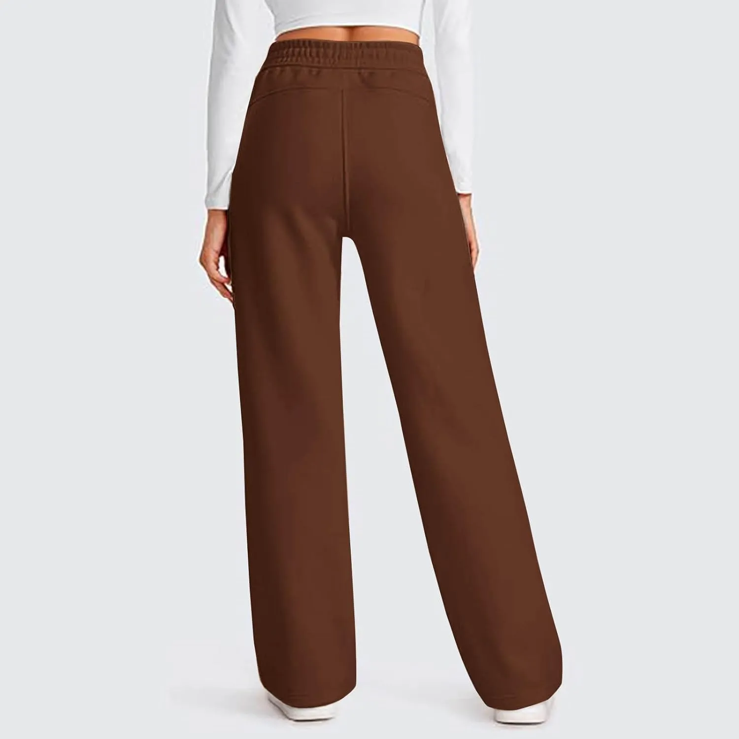Womens Sweatpants Wide Leg Solid Color Casual Athletic Drawstring Baggy Jogger Straight Leg Trendy Pants with Pocket
