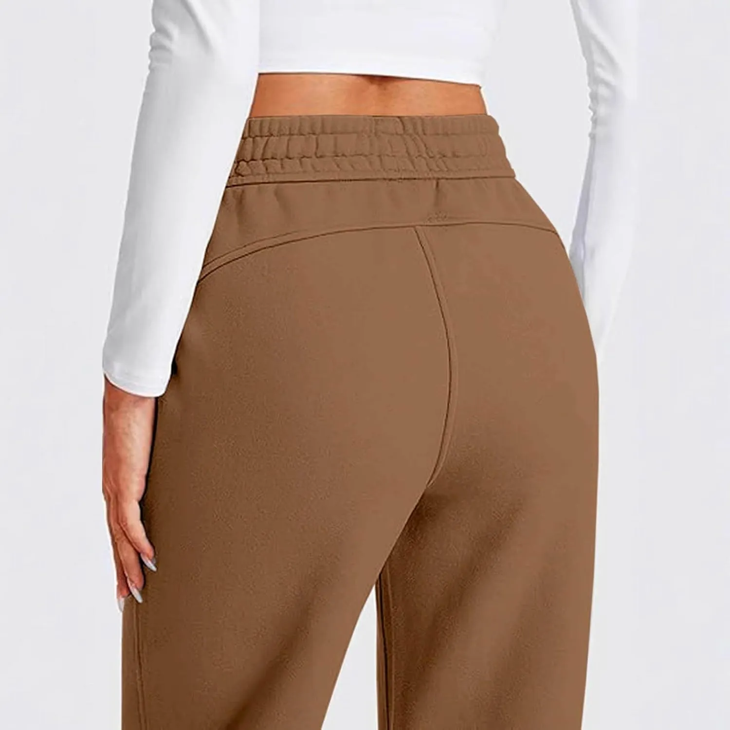Womens Sweatpants Wide Leg Solid Color Casual Athletic Drawstring Baggy Jogger Straight Leg Trendy Pants with Pocket