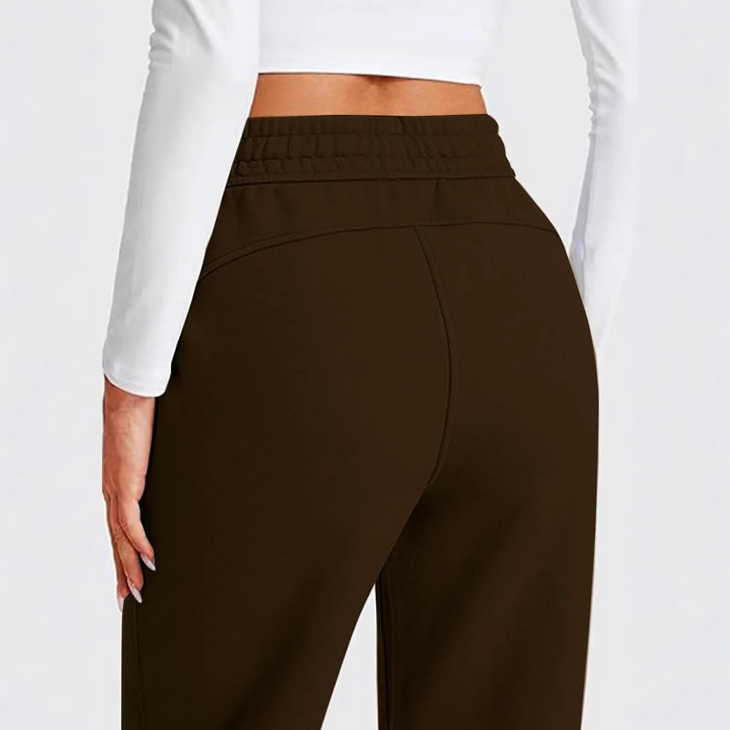 Womens Sweatpants Wide Leg Solid Color Casual Athletic Drawstring Baggy Jogger Straight Leg Trendy Pants with Pocket