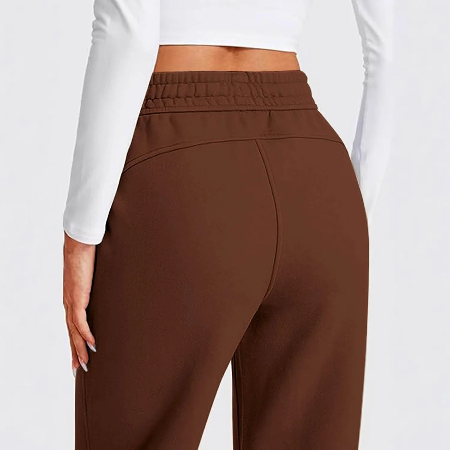 Womens Sweatpants Wide Leg Solid Color Casual Athletic Drawstring Baggy Jogger Straight Leg Trendy Pants with Pocket