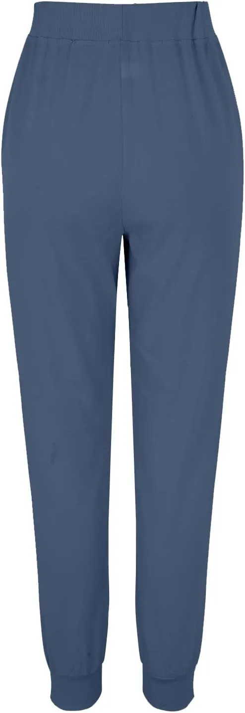 Womens Tapered Pants Cotton Linen Drawstring Elastic Waist Pants Casual Trousers with Pockets Joggers Travel Slacks