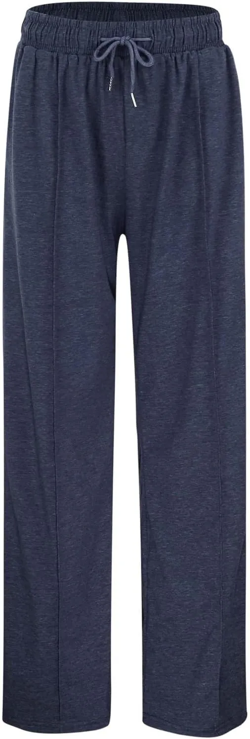 Womens Wide Leg Sweatpant High Waist Cotton Baggy Casual Drawstring Yoga Lounge Pants with Pockets