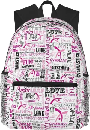 Wurton Gymnastics Red Print Multipurpose Casual Bag With Fashionable Travel,Work Outdoor Activities Backpack