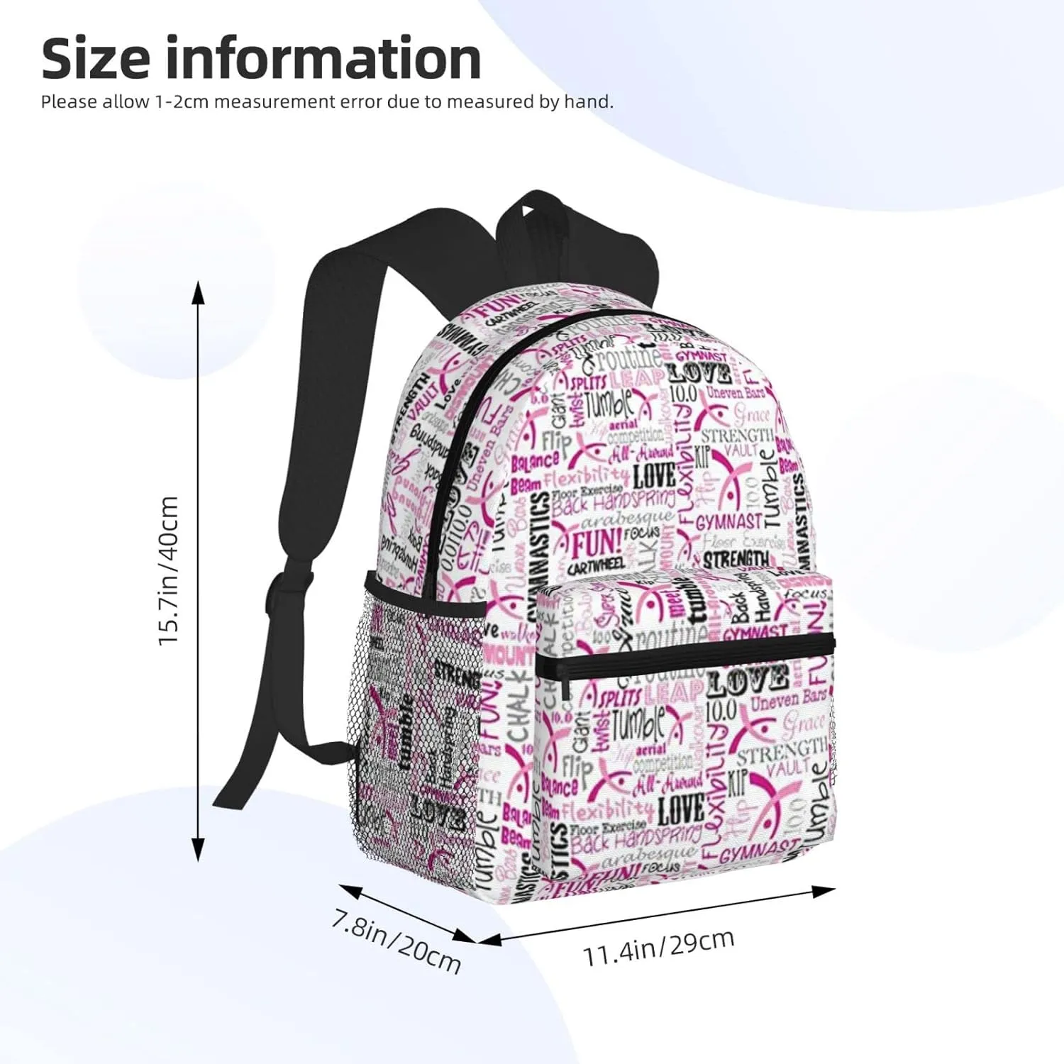 Wurton Gymnastics Red Print Multipurpose Casual Bag With Fashionable Travel,Work Outdoor Activities Backpack