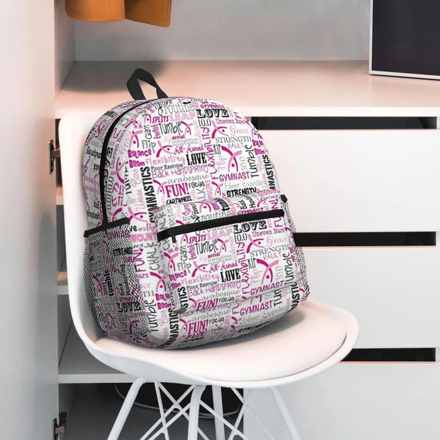Wurton Gymnastics Red Print Multipurpose Casual Bag With Fashionable Travel,Work Outdoor Activities Backpack