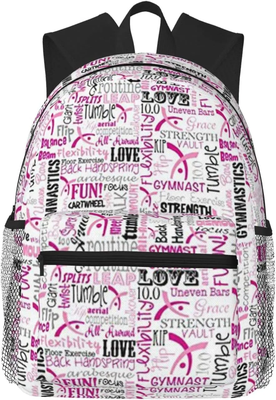 Wurton Gymnastics Red Print Multipurpose Casual Bag With Fashionable Travel,Work Outdoor Activities Backpack