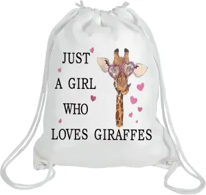 WZMPA Giraffe Drawstring Backpack Giraffe Lover Gift Just Who Loves Giraffes Drawstring Travel Bag Animal Lover Gift (Who Loves Giraffes)