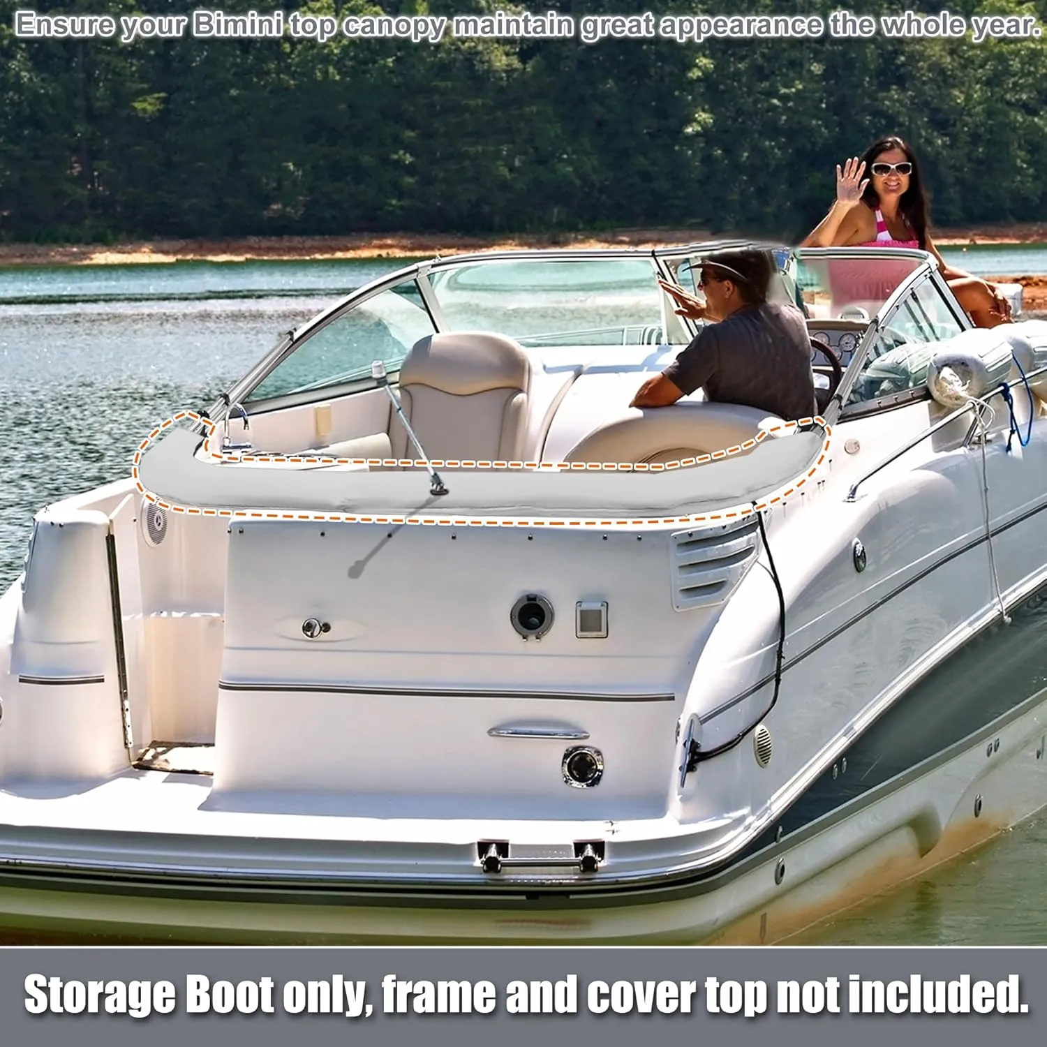 X AUTOHAUX Bimini Top Storage Boot Cover with Light Hole Boat Bimini Storage Bag 600D Polyester Canvas Sun Resist Universal for 3 Bow 4 Bow