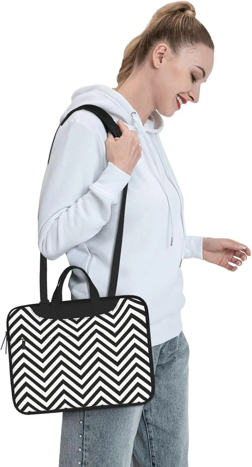 Zigzag Stripe Print Laptop Bag,Can Use It Freely As A Shoulder Bag,Crossbody Bag,And Briefcase