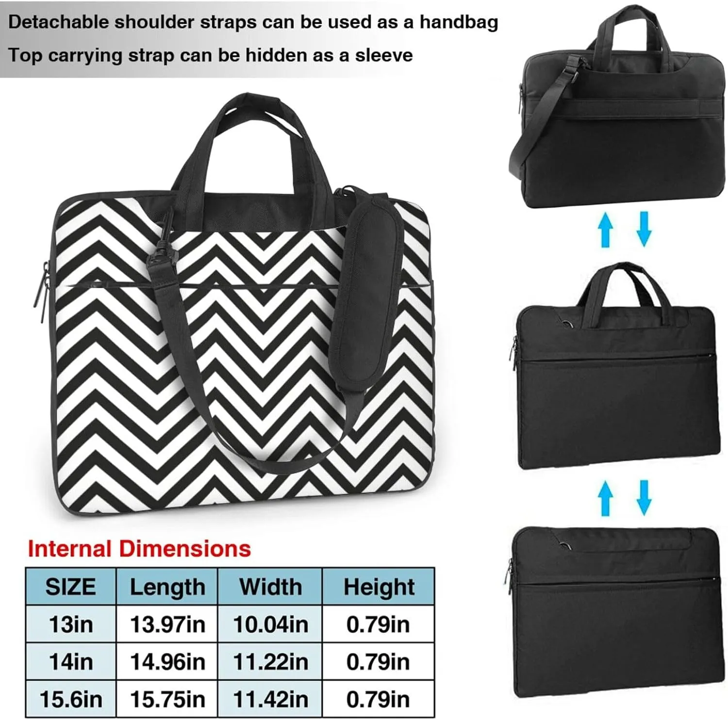 Zigzag Stripe Print Laptop Bag,Can Use It Freely As A Shoulder Bag,Crossbody Bag,And Briefcase