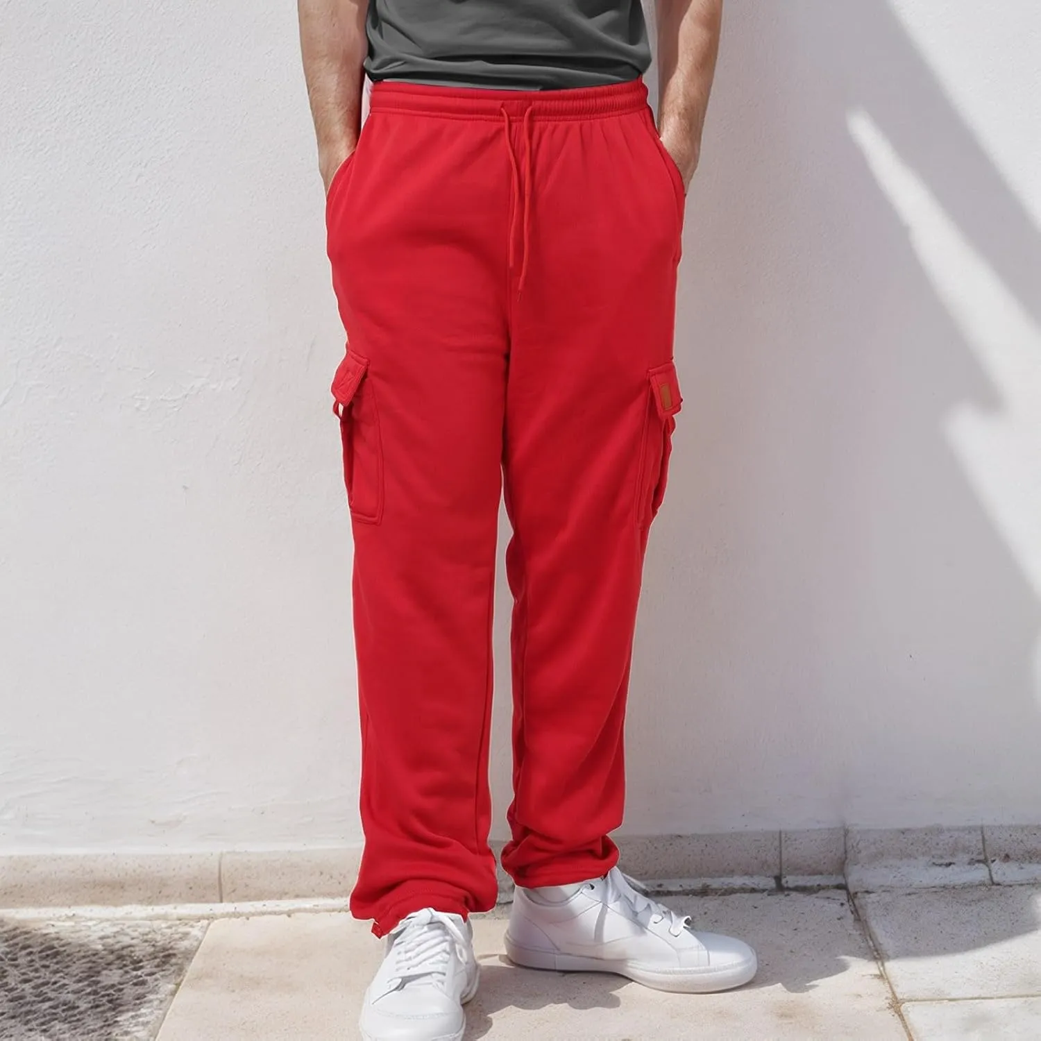 ZYXTIM Mens Cargo Joggers Combat Work Trousers Plus Size Elastic Waist Running Sport Sweatpants Big&Tall Drawstring Pants