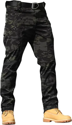 ZYXTIM Men's Hiking Trousers Softshell Tactical Cargo Pants Water-Resistant Breathable Windproof Outdoor Walking Work Pant