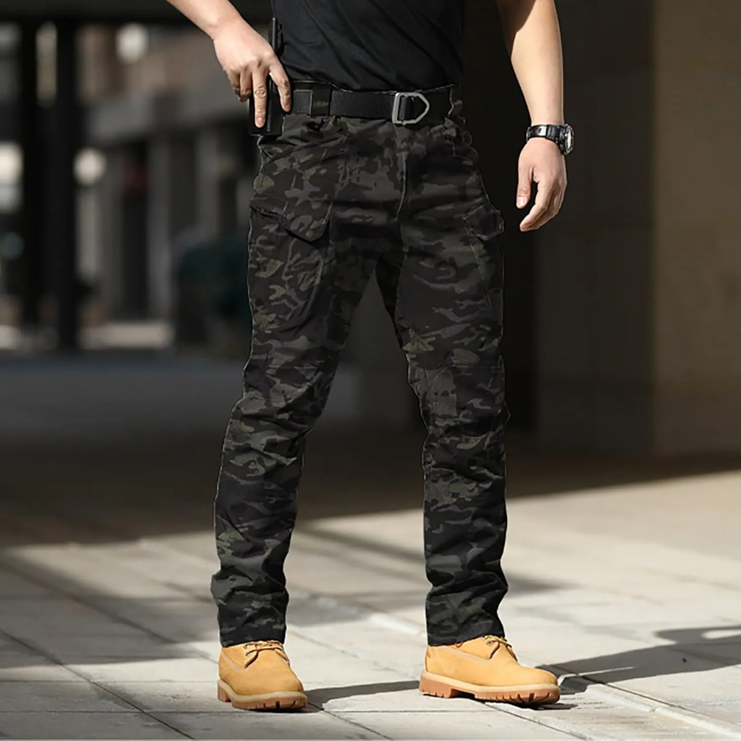 ZYXTIM Men's Hiking Trousers Softshell Tactical Cargo Pants Water-Resistant Breathable Windproof Outdoor Walking Work Pant