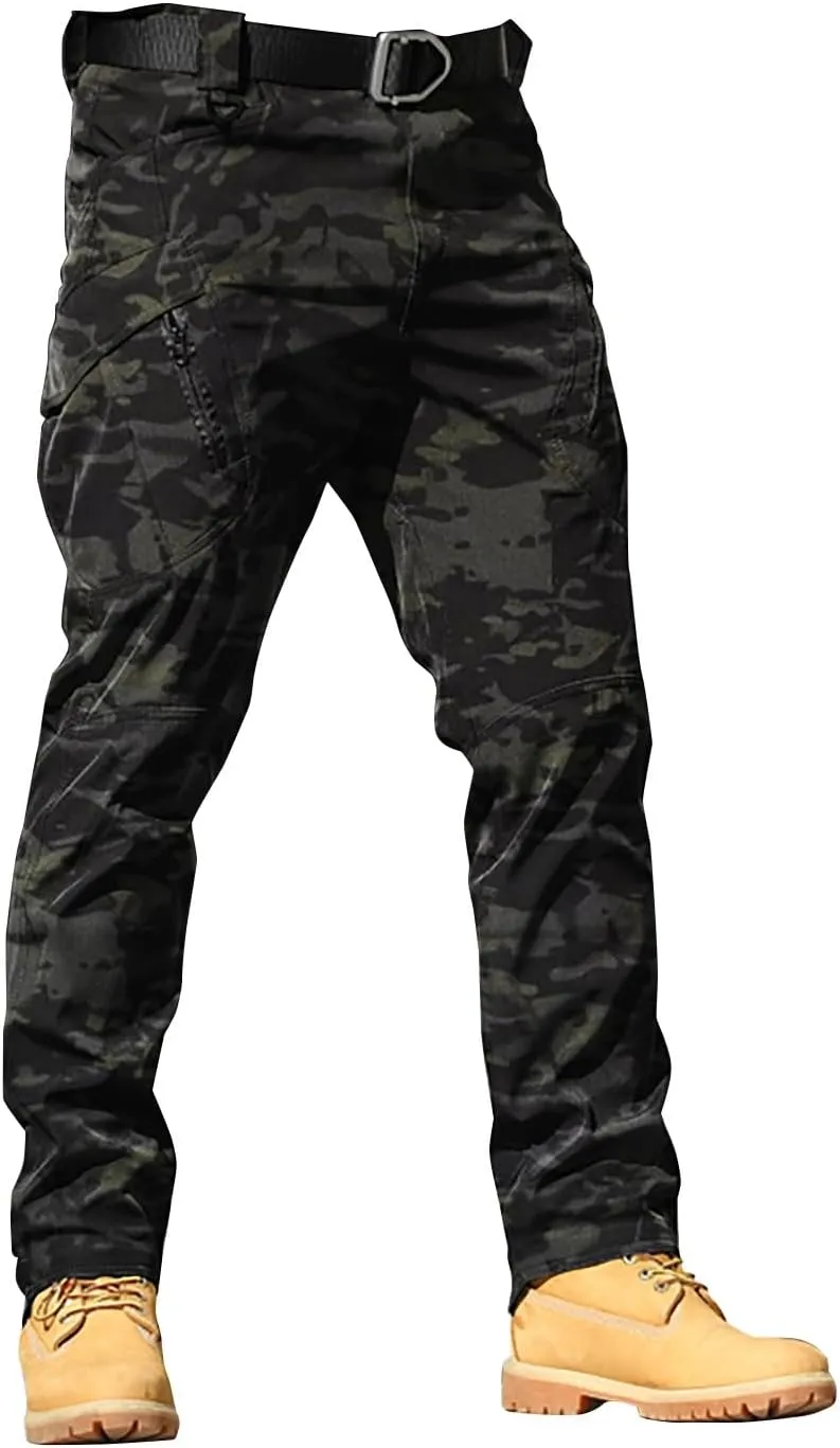 ZYXTIM Men's Hiking Trousers Softshell Tactical Cargo Pants Water-Resistant Breathable Windproof Outdoor Walking Work Pant